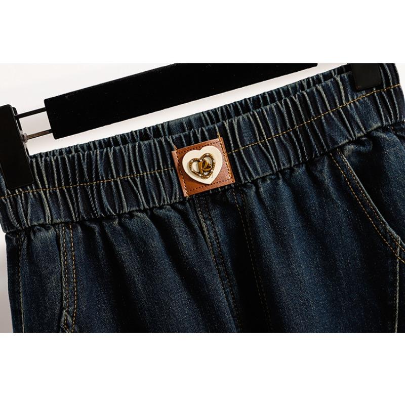 DIMANAF 2025 Plus Size Autumn Women Harlen pants Jeans Pants Denim Female Elastic Blue Oversize Fashion New Pants 5XL