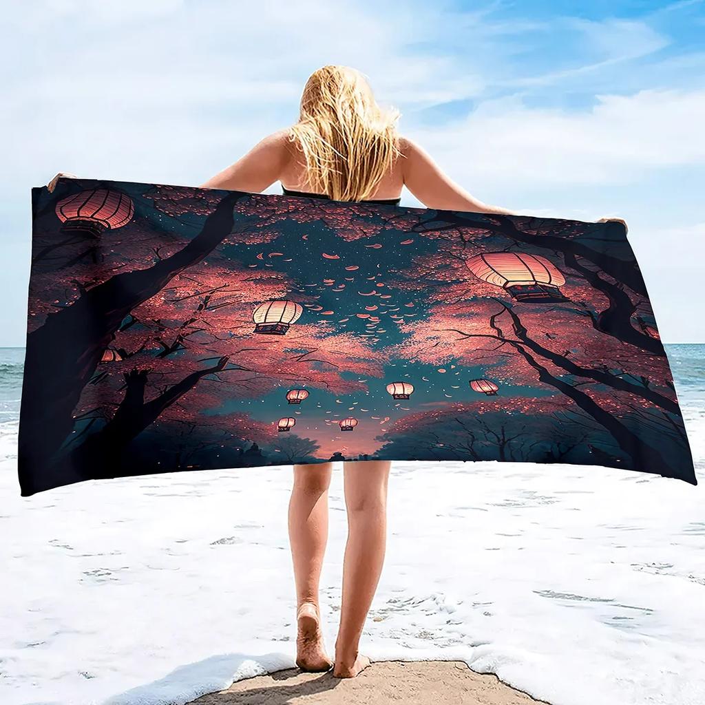 Pink Cherry Blossoms Branch Floral Pattern Soft Highly Absorbent Large Beach Towels Quick Dry Absorbent Bath Towels Blanket