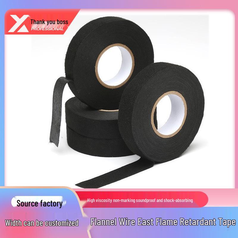 High Temperature Velvet Automotive Wire Harness Tape - Noise Dampening, Shock Absorbing, Wear & Flame Resistant (Black)