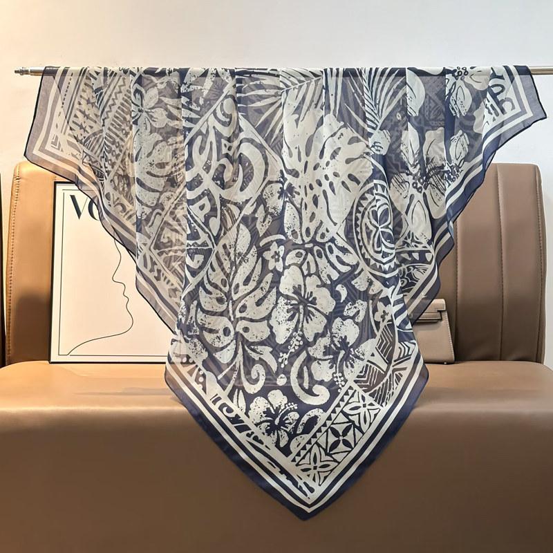 French retro ethnic style 111 imitation silk scarf large square scarf with shawl beach towel for women in spring and autumn