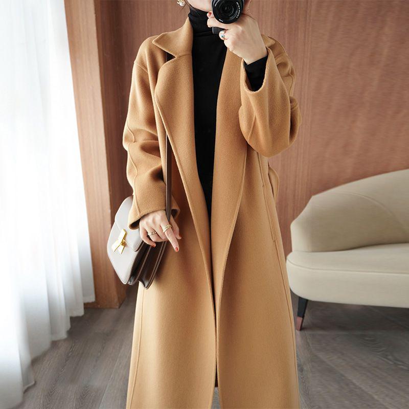 Plus Size Women's Mid-Length Wool Coat - 2022 Autumn/Winter Korean Style