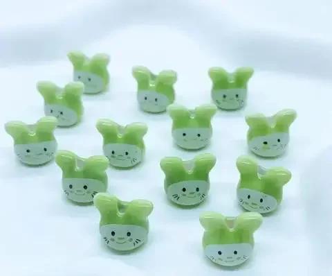DW19 10PCS 12mm Cute Mini Cartoon Rabbit Beads Spacer Beads Charm Jewelry Making DIY Bracelet Necklace Material Accessories