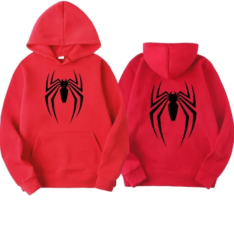 2025 New Men's Hoodie Street Fashion Spider Print Sweatshirt Fleece Ladies Casual Funny Loose Hoodie Spiderman Men's Clothing
