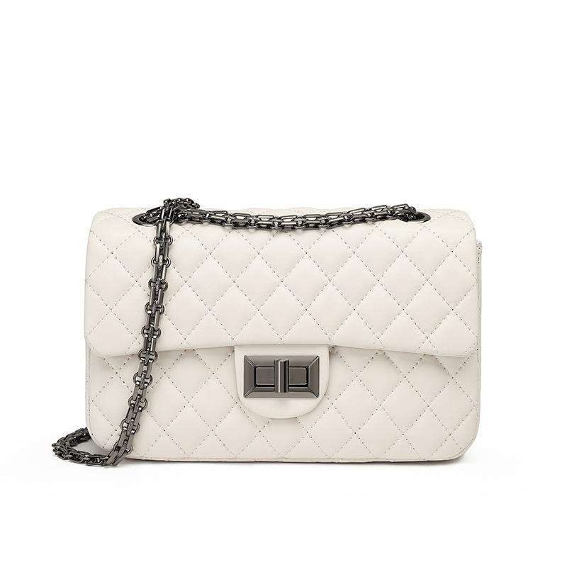 

Women s bag wear leather chain diamond bag niche flip messenger small square bag length 24cmX width 7X15 height білий