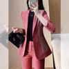 Women's Spliced Blazer & Pants Suit Set