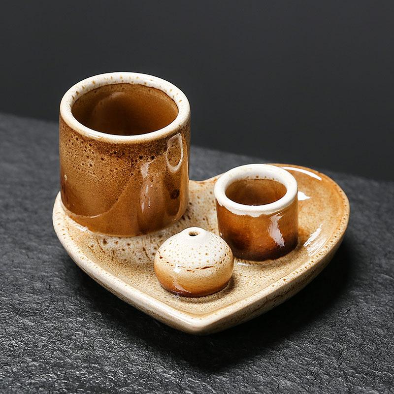 5-in-1 Keramik Räucher- & Kerzenhalter mit Aschefänger-Ablage Perfekt zum Räuchern mit Salbei, Smudge, Meditation und Yoga Räucherhalter