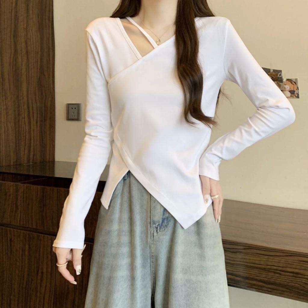 Oversized V Neck T Shirt For Women With Embroidery And Asymmetrical Design For Casual Wear
