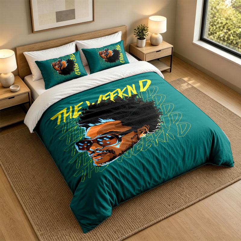 3Pcs Bedding SetThe Weeknd Soft Bed Sheet and Two Pillowcases Home Bedroom Decor