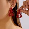 Cute Red Lobster Dangle Earrings for Women Shiny Rhinestone Enamel Ocean Animal Jewelry Summer Vacation Accessories