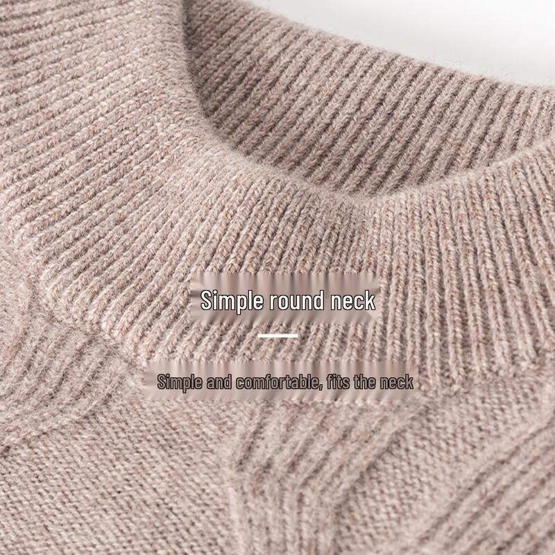 Hengyuanxiang Men's 100% Pure Wool Round Neck Sweater
