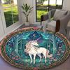 1pc Enchanted Forest Pink Mane Unicorn Printed Chair Rug for Home Office Use, Living Room Kitchen Game Room Round Carpet
