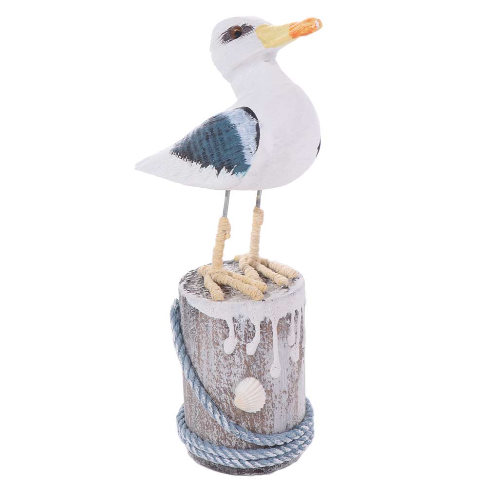 Mediterranean Style Seabird Ornament Vintage Seagull Model Durable Wooden Seagull Craft  Home Decor