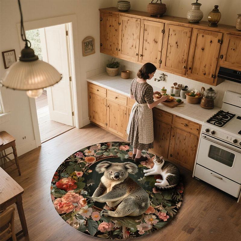 Palace Animals Pattern Round rug,Carpet Rug for Living Room Bedroom Playroom ,Non-slip Floor Mat,Holiday Gifts and Birthday Gifts.