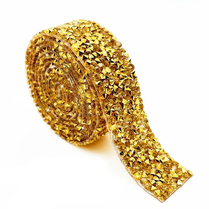1 Yard Garment Accessories Multicolor Sewing Ribbon DIY Hot Fix Strass 1.5cm Rhinestones Appliques Tape Trim