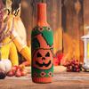 Skeleton Pattern Bottle Decor Halloween Wine Sweater, Reusable Knitted Champagne Cover, Pumpkin Skull Gift Bag Spider Sleeve Decoration for