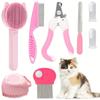 8Pcs Combo Set Cat Brush Beauty Kit with Pet Nail Clippers and Files Pet Self-Cleaning Kit Flea Comb Pet Shampoo Bath Brush Pet