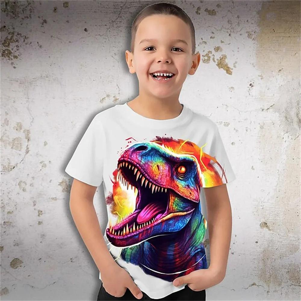 Children's Clothing Dinosaur T-Shirt For A Boy Baby Summer Clothes O-Neck Children Top Tees Fashion One Piece 2025 Kids Clothes