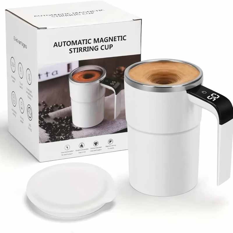 

Portable electric tilting water dispenser for home and office use with automatic stirring and magnetic temperature measurement білий