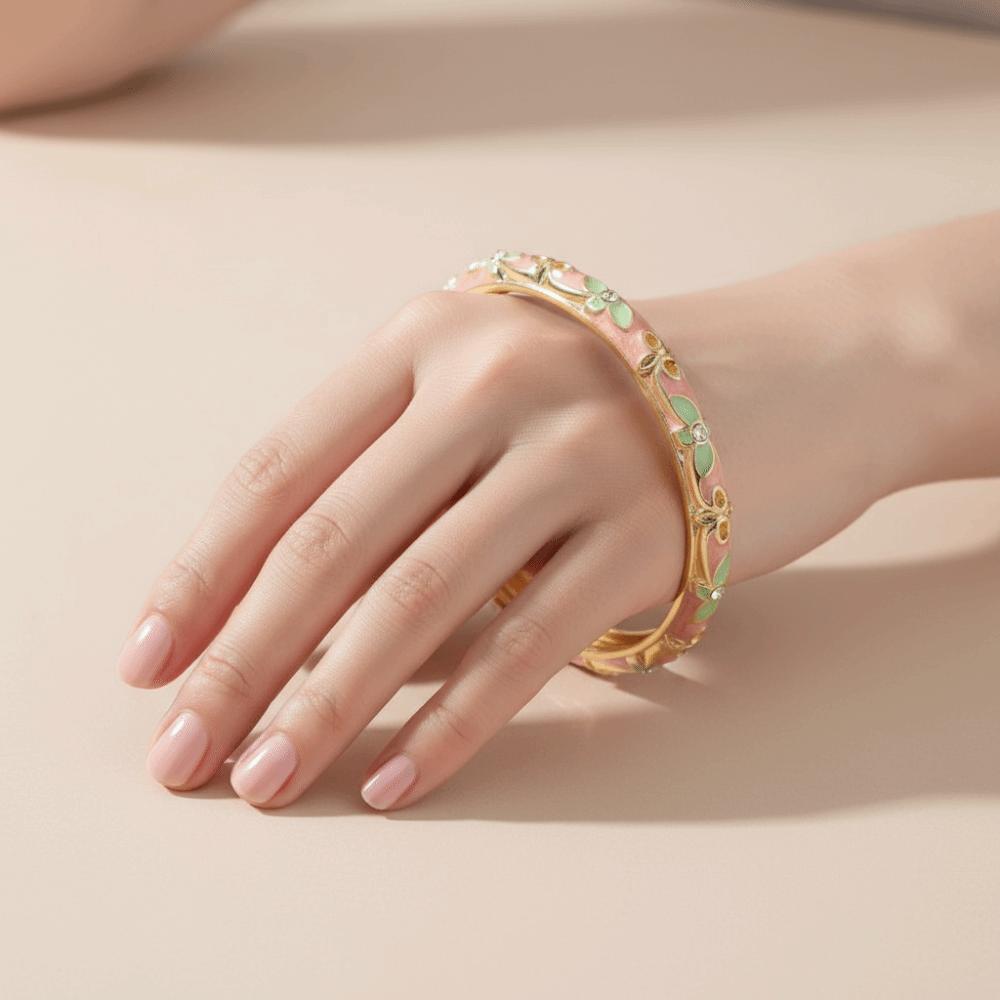 Traditionelles Chinesisches Blumenarmband Emaille Damen Handarmband Geschenke für Frauen Mädchen