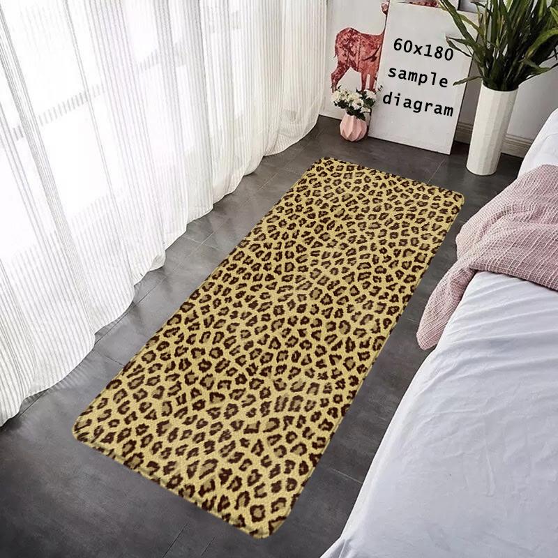 Doormat Flannel Floor Mat Leopard Grain Indoor Foot Rug Bedside Mats Kitchen Corridor Water Absorbent Carpet Ideal Balcony Decor