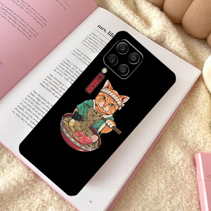 Ukiyo-e Samurai Cat Neko Ramen Case For Samsung Galaxy M31 M13 M11 M12 M14 M15 M06 M16 M36 M56 M53 M32 M52 M35 M55 M34 M54