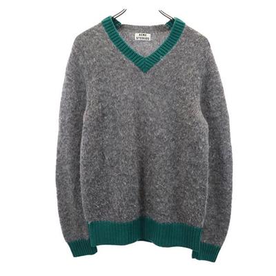 ACNE STUDIOS Wool Blend Long Sleeve V Neck Knit XS Gray Sweater Men's Used