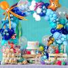168 Pieces Ocean Theme Balloon Set Cartoon Fish Aluminum Foil Balloon Birthday Party Gender Reveals Aquarium Background Layout