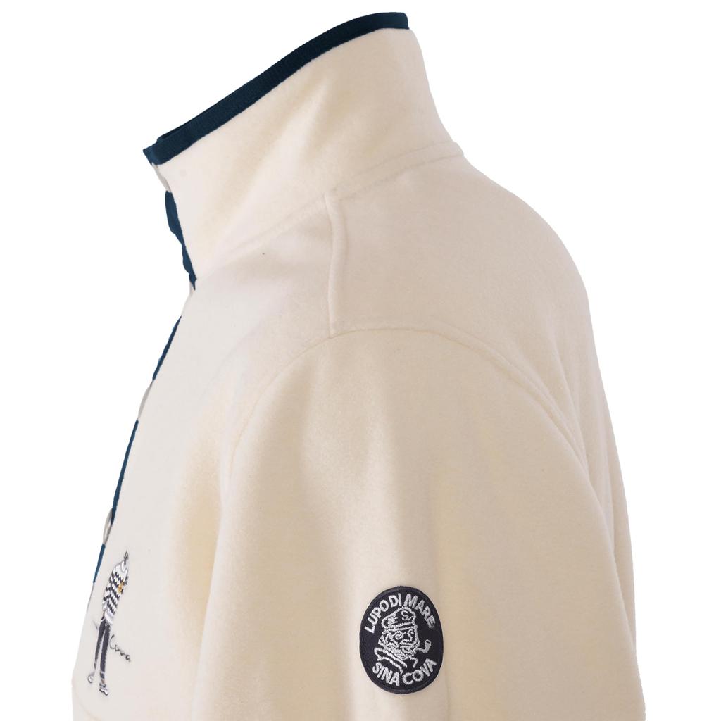 High Neck Pullover Long Sleeve Light Fleece Seam Pocket Captain Applique Embroidery 24220050 LL [Sinakoba] Men's (Off)