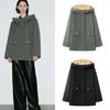 Arrival Fashion Wind Foreign Trade Women's Clothing Stylish Simple and Versatile Fleece-lined Hooded All-Matching Thickened Parka Cotton-Padded Jacket