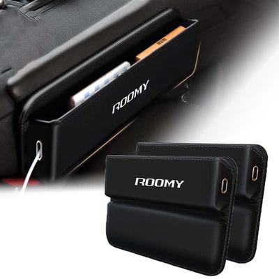 BATIZI Car Gap Storage Boxes Compatible with Roomy and Car Side Storage Boxes for Small Drop Car PU Leather with Cell Phone Cable Easy Car Phone Seat