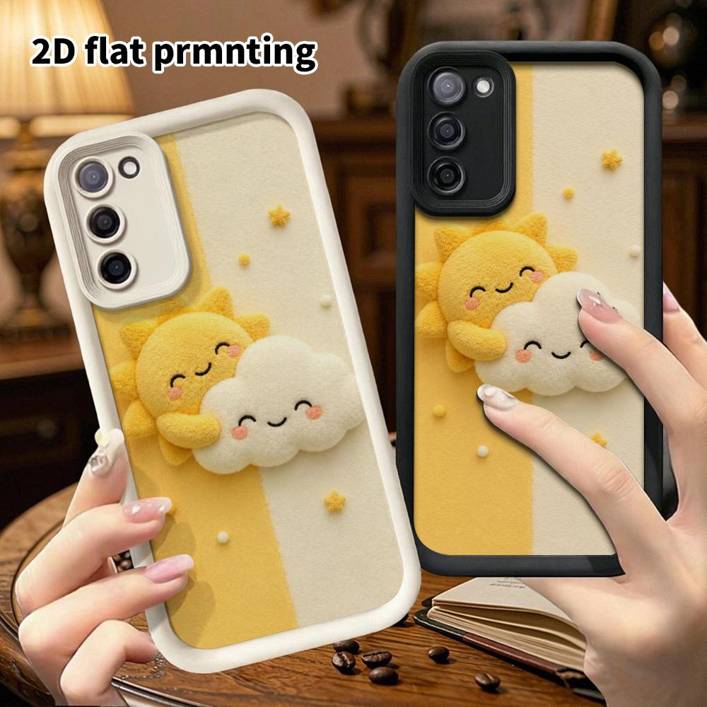 Phone Case: 2D Flat Samsung Galaxy A34 A35 M05 M06 S20 S22 S21 FE Plus 5G Protective Case, with Sun and Clouds, Perfect Christmas and Halloween Holida