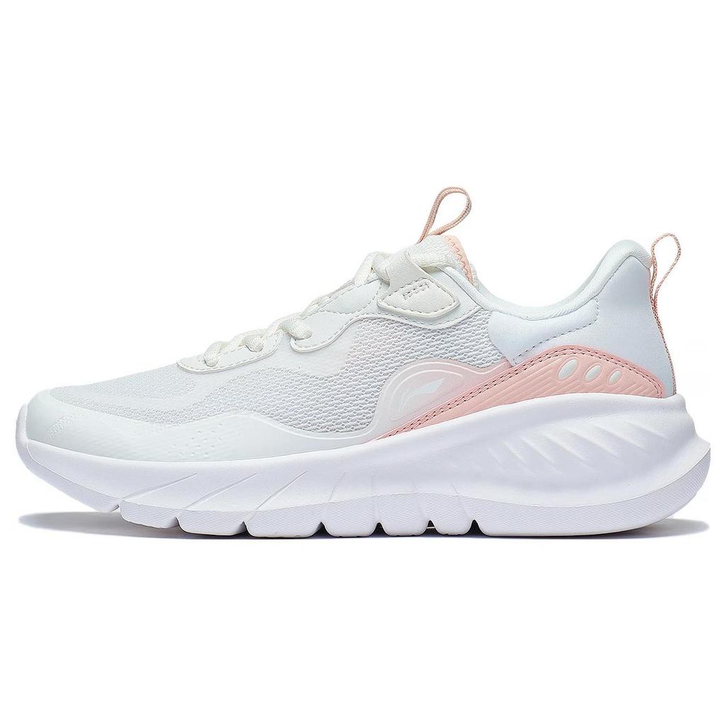 New LiNing EasyFit Fle Cushioning Anti Slip Wear Resistant Breathability Low Top Running Shoes Women's White Pink ARST074-1