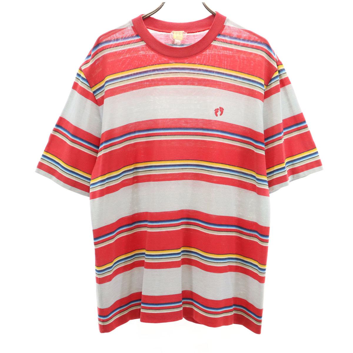 

HANG TEN 70-е 80-е винтажная футболка с коротким рукавом и узором в полоску Мужская Б/У