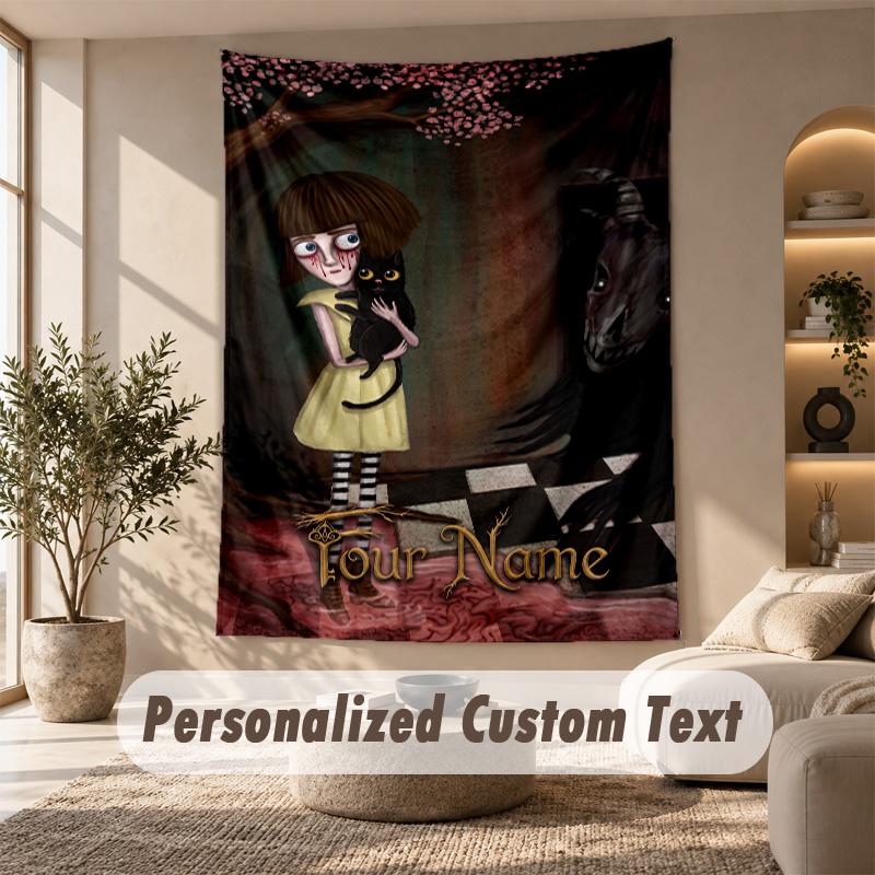 Tapestry Custom Name Text, Wall Hanging Tapestry Home Room DecorFran Bow