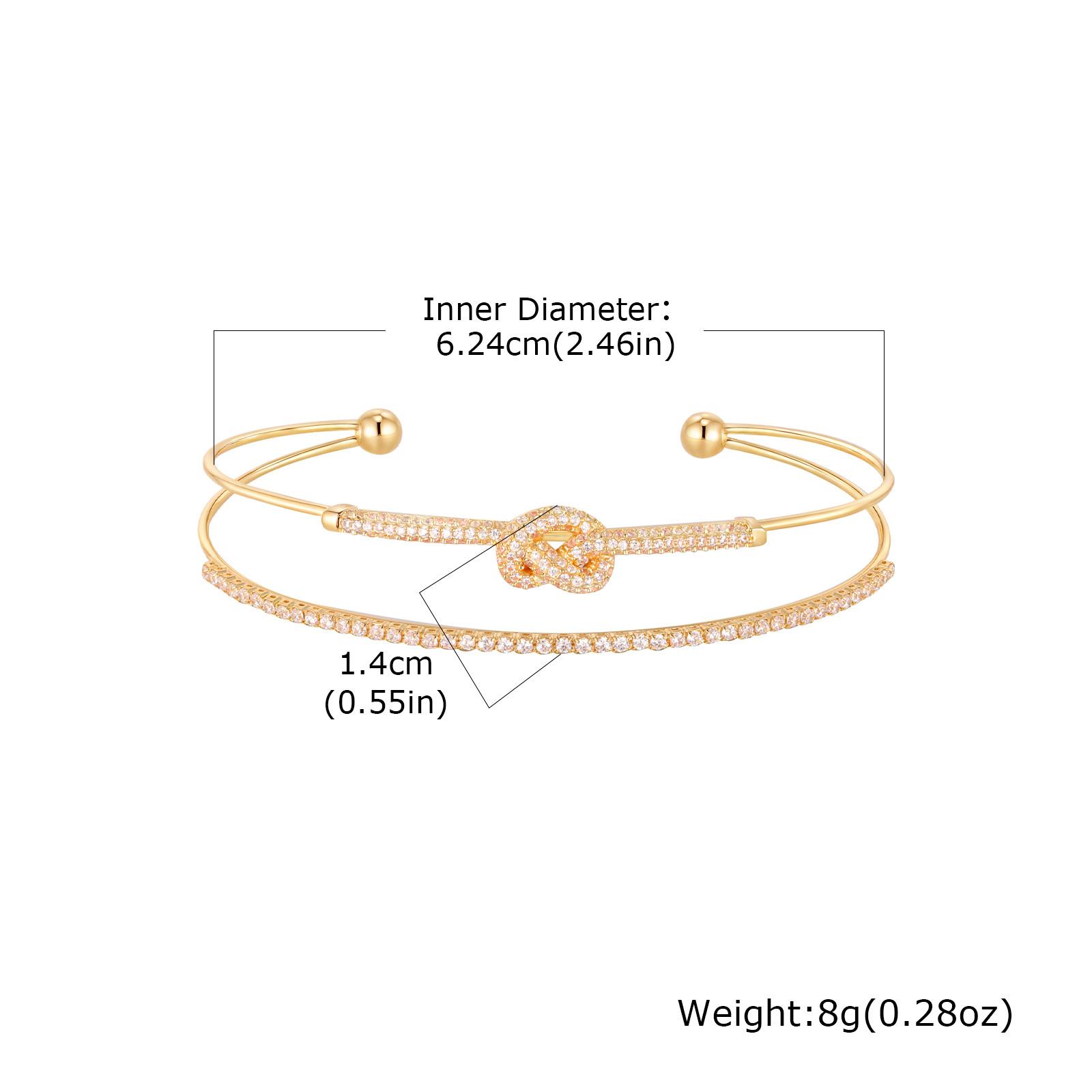 

Vnox Shine Double Cuff Bracelet For Women Girls, Gold Color Thin Knot Simple Bangles, Stylish Jewelry Easy Wear