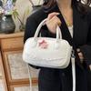 Korean Ins Hand-held Bowling Bag Women's 2025 Spring New Fashion Shoulder Oblique Span Bag High-end Small Square Bag