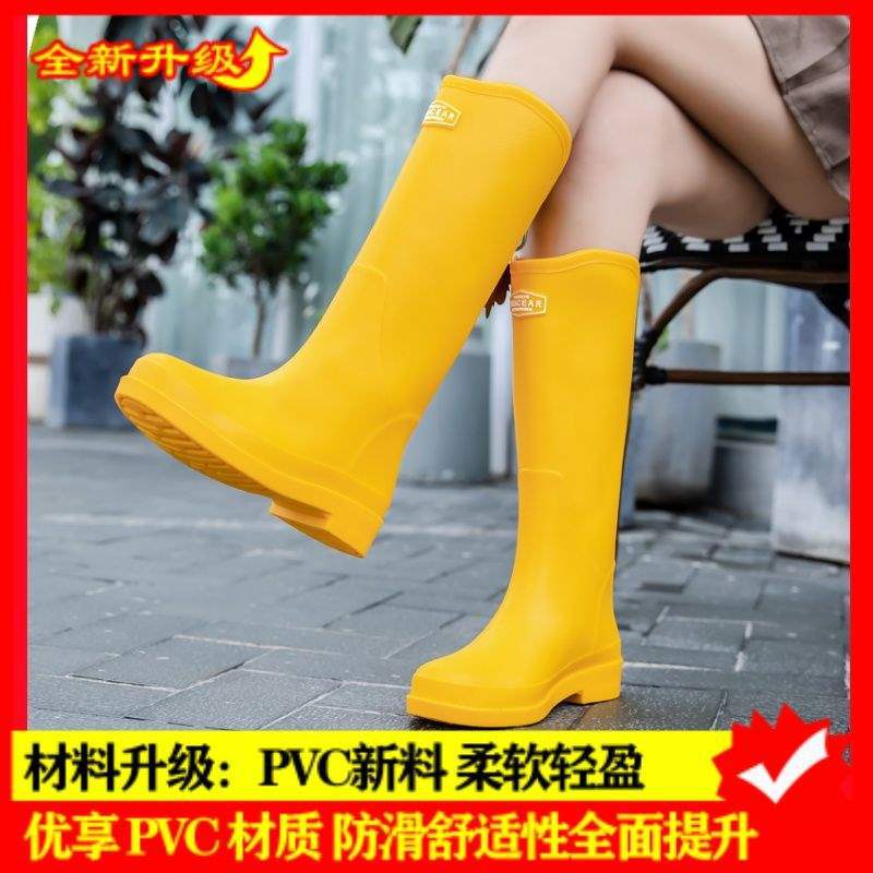 Fashion rain shoes women rain boots boots autumn and winter long tube rain shoes round head kitchen waterproof and non-slip ins wind