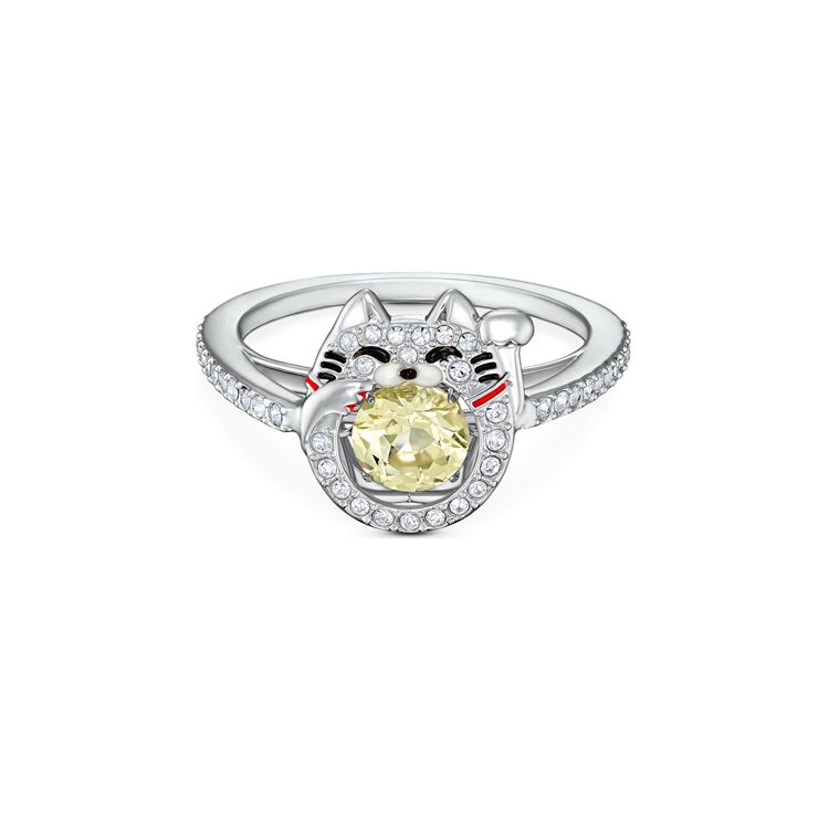 

Swarovski Jumping Heart Lucky Cat Ring Women ring 5538137 Box (Random Color),50