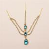 Hot Sale Blue Water Drop Pendant Forehead Lace Lady Temperament Fashion Shining Drill Head Chain Hair Accessories Wholesale