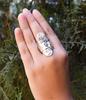Vintage Sterling Silver Face Ring: Moon Star Engraved Womens Ring