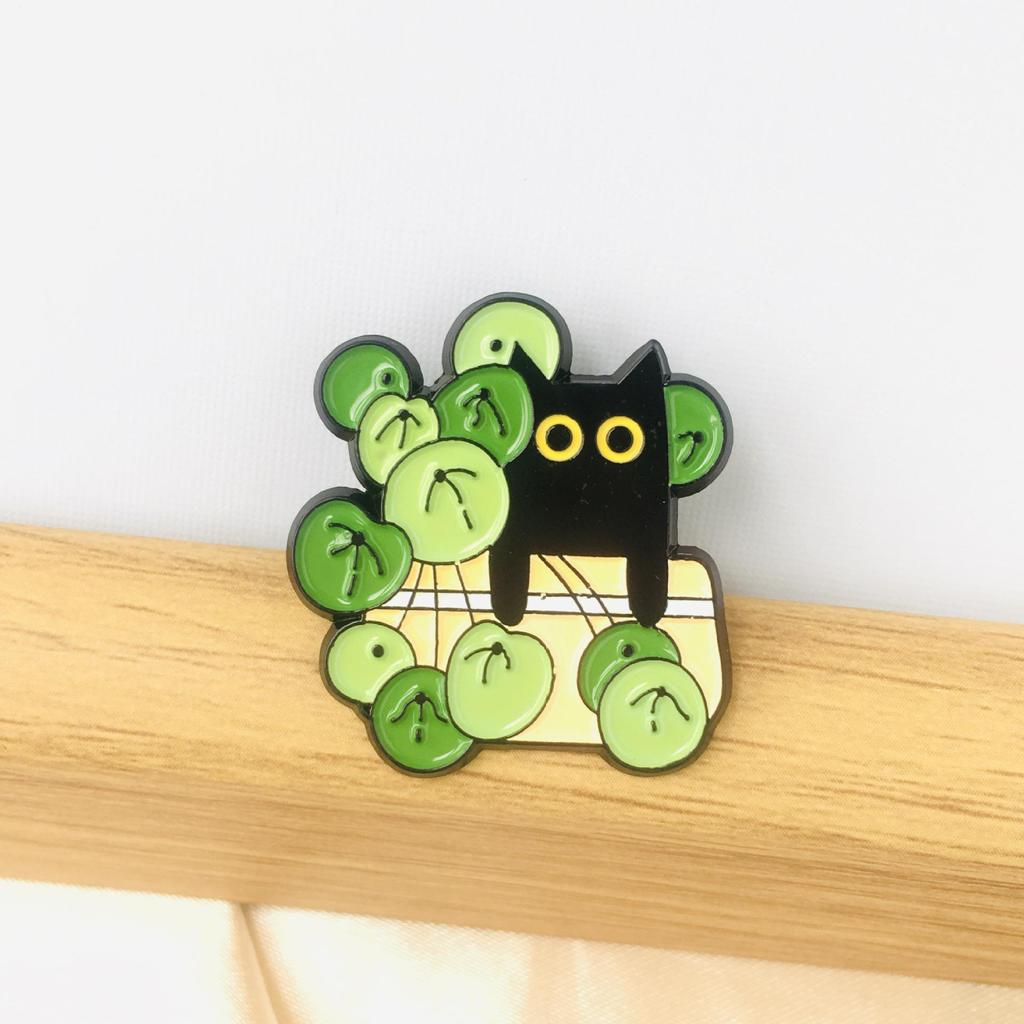 Japanese Cute Black Kitten Cartoon Brooch for Bags & Clothing