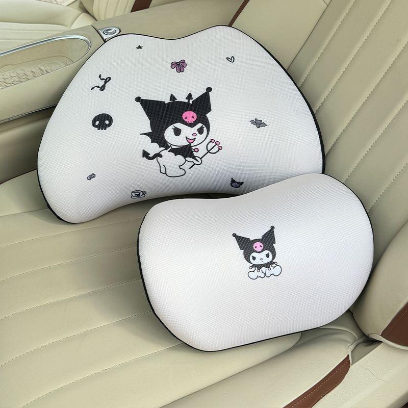 Kuromi Car Headrest Rebound Neck Pillow Breathable Cartoon Cushion Memory Foam Waist Support Cute Travel Pillow