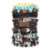 Retro Bull Head Cowboy Hat & Multi-layer Handwoven Leather Bracelet Set (11 Pcs) for Men
