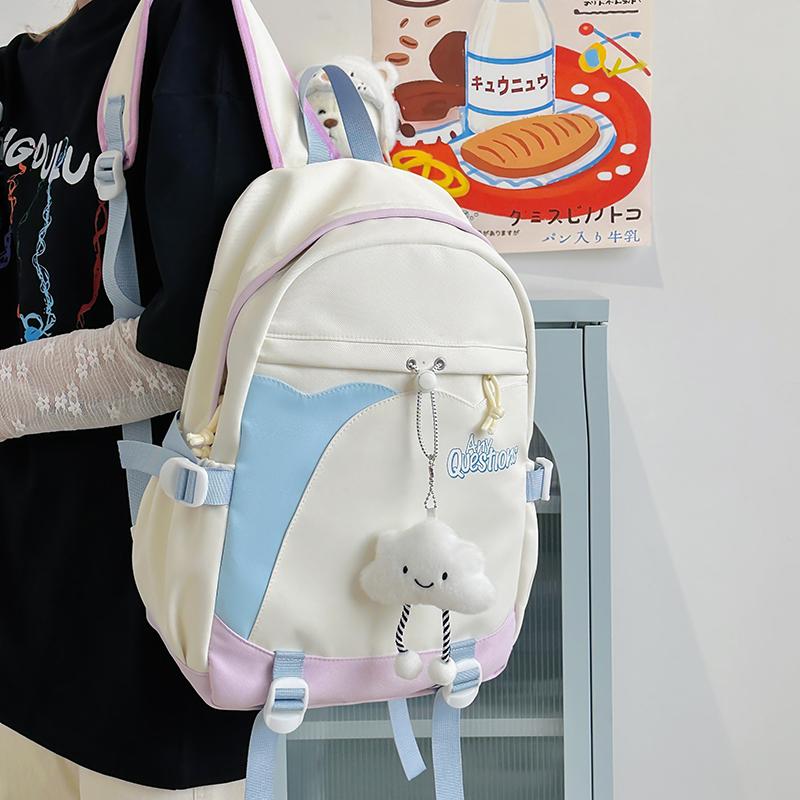 Sac d'école étudiant couleur contrastée Filles Sac à dos de campus Sac à dos pour ordinateur