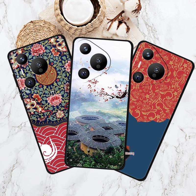 Huawei Pura 70 Pro Retro Embossed Texture Phone Case - Soft Color Painting Style