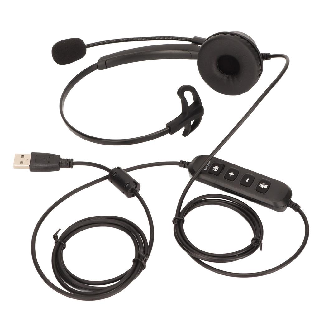 ENC Telephone Headset Active Noise Cancellation Single Ear Service Headphone for Telemarketing