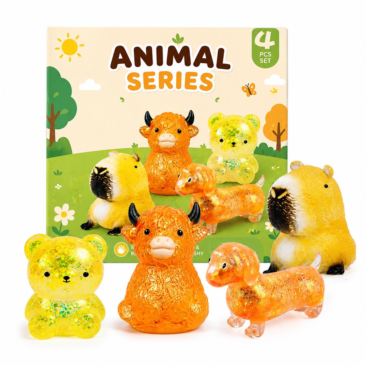 

Animal Series Squeeze Toys Set 4 Pieces Slow Rebound Stress Relief Squishy Balls Soft Sensory Toys for Kids and Adults One Size