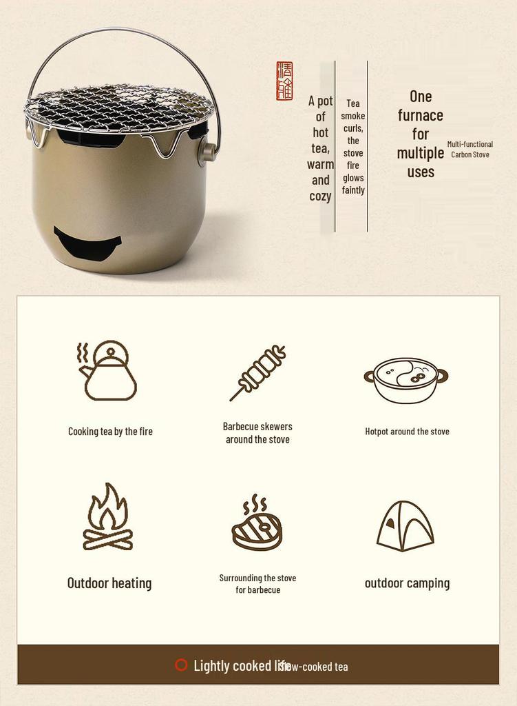 Portable Mini Tea Brewing Fire Pit & BBQ Camp Stove