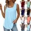 Summer Popular New Solid Color Casual Sleeveless Pleated Vest Women