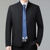 Spring and Autumn Stand Collar Jacket Men's Mulberry Silk Thin Top Middle-aged Dad Clothes Civil Servants and Leading Cadres Jackets